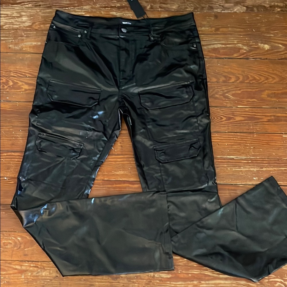 Edgy Coated Black Men's Pants